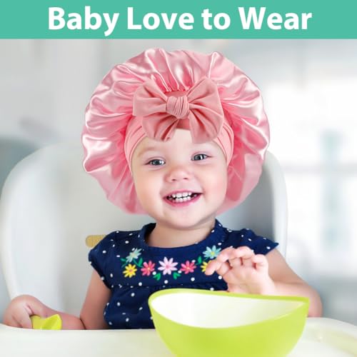 4PCS Baby Satin Bonnet,Silk Bonnet for Kids,Kid Hair Bonnets for Sleeping,Kids Satin Bonnets for Girls Boys Toddler 6