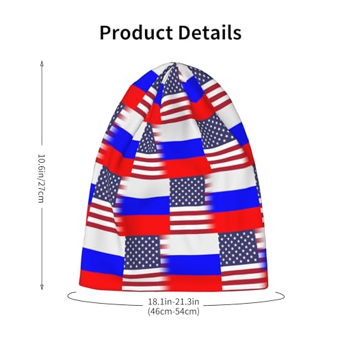 American Flag and Russian Flag Kids Leisure Elastic Knitted Hat Junior Large Size Knit Cap Child Beanie Black2