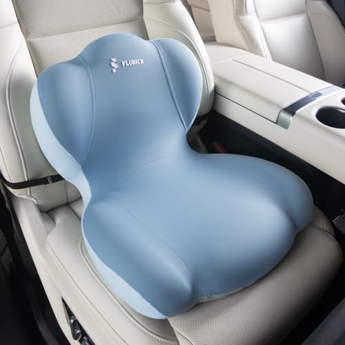 Image of FLORICH Memory Foam Truck Seat Cushion,Car Seat Cushion and Lumbar Support Pillow for Office Chair, Ergonomic Back Support & Sciatica Relief for Long Drives(Blue)