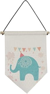 Bandera de lona colorida para colgar en la pared, diseño de elefante con sombrero rojo