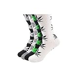 TTD 4 Packs Unisex Weed Leaf bedruckte Baumwollsocken Ahornblatt bedruckte Socken Athletic Sports Marihuana Hohe Crew Socken, Set 1, Einheitsgröße