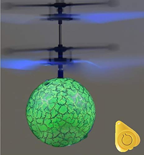 Preisvergleich Produktbild MezzenoMini Drohne RC Hubschrauber Fliegende Kugel Fliegende Spielzeugkugel leuchtende LED-Beleuchtung Drohne Fliegende Hubschrauber Kinderspielzeug, grün mit Schalter