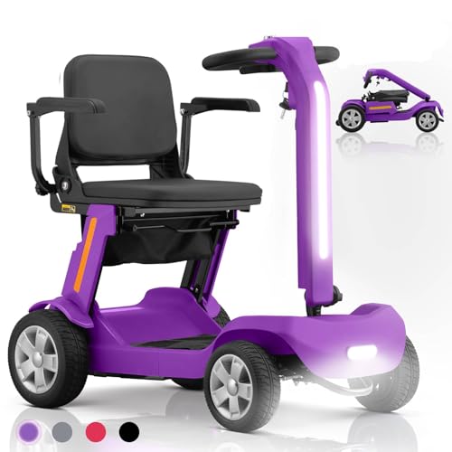 Image of SKRT Mobility Scooters for Seniors, 15 Miles Electric Powered Mobility Scooter, Integrated Foldable Mobility Scooter 300lbs Capacity, Handicap Scooters for Adults, Elderly, for Travel (Purple02)