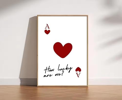 MAIMANG Ace of Hearts Card,Romantic Trendy Lucky Preppy Bedroom Poster,Aesthetic Playing Card for Living Room(50x70cm/Frameless)