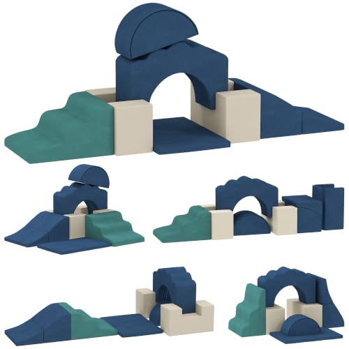 AIYAPLAY Kinder Schaumstoff Bausteine 7er Set Softbausteine Dunkelblau