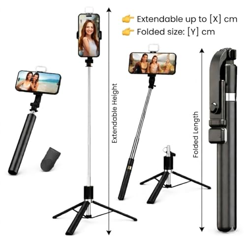 Image of NEW 2026 Tripod Stand for Phone 170 CM | 67 Inch Selfie Stick for Mobile |Multi-Functional Bluetooth Long Selfie Stick for Travel,Vlogging,Compatible with iPhone and All Smartphones