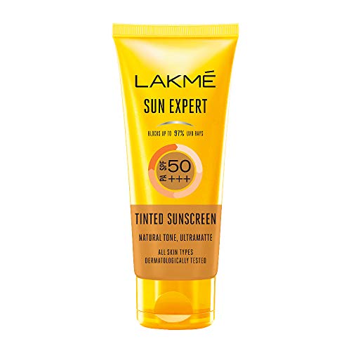 Image of LAKME Sun Expert Tinted Sunscreen 50 Spf, 100 G & Lakme 9 To 5 Complexion Care Face Cc Cream for All Skin Type, Beige, Spf 30, Conceals Dark Spots & Blemishes, 30 G