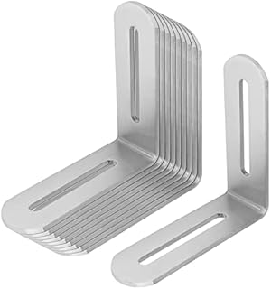 TSSS 10 Pieces 80x80mm Adjustable L Shape Corner Brace with Slot, Stainless Steel 201 Joint Right Angle Brackets for PC case, Fixing Furniture, Thickness 2.7mm, Max Load 15kg