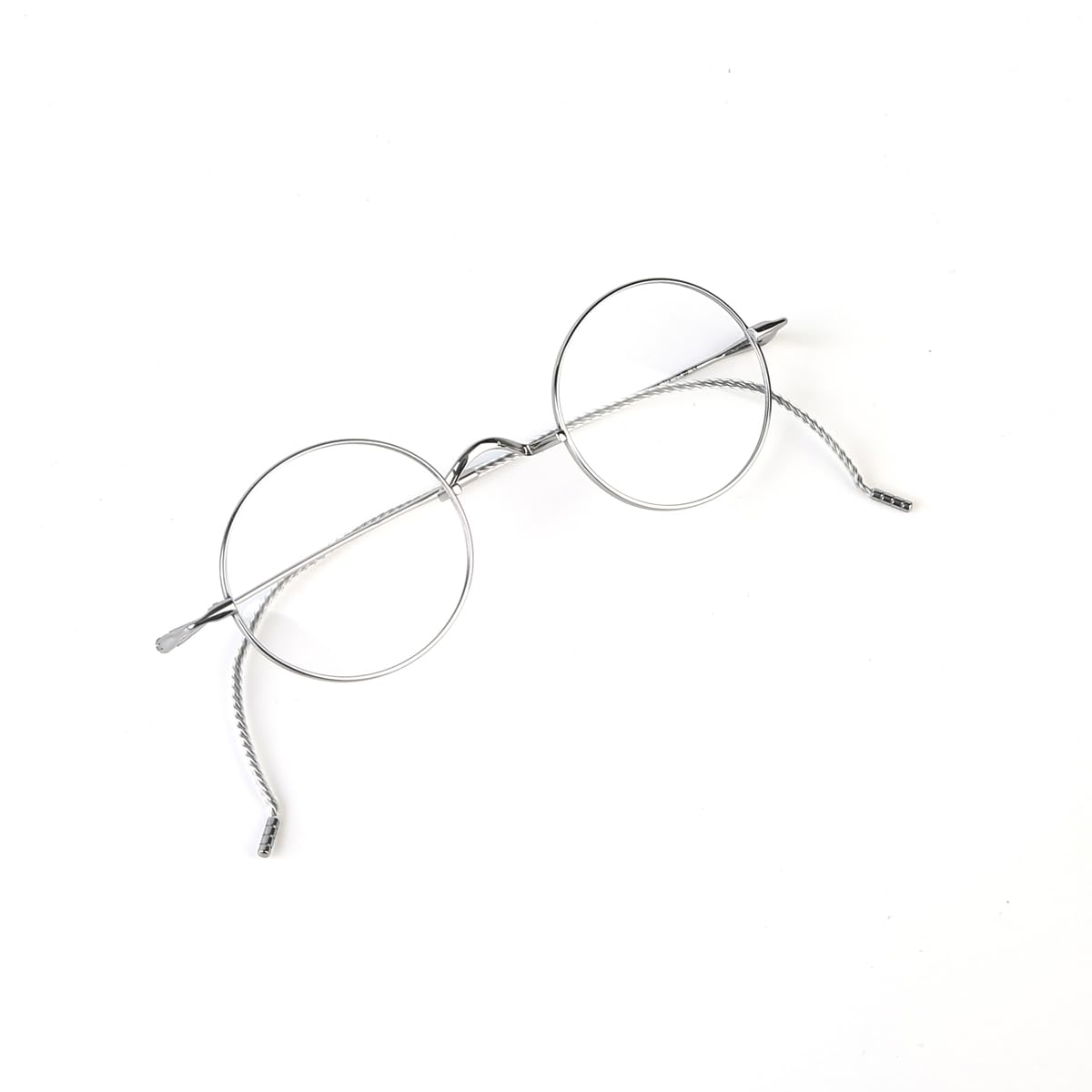 Agstum Retro Round Titanium Optical Eyeglasses Frame, Lightweight Wire Rim Glasses with Cable Arms, No Nose Pads