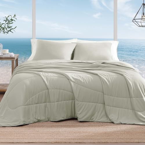 Monbix ChillChilla Cooling Comforter King Size-3 Pieces Cooling Blankets for Hot Sleepers and Night Sweats, Double-Sided Summer King Size Comforter Set, Breathable Lightweight Blanket Grey