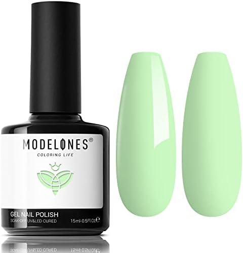 modelones Gel Nail Polish Set, 15ML Spring Summer Pastel Green Gel Polish 1Pcs Nail Polish Gel Soft Lagoon Green Gel Nail Soak Off LED Nail Art Manicure Gifts for Women DIY Salon