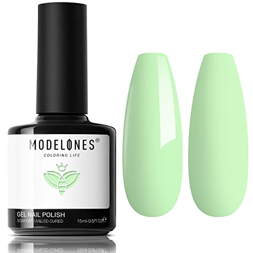 Modelones Gel Nail Polish Set, 15Ml Spring Summer Pastel Green Gel Polish 1Pcs Nail Polish Gel Soft Lagoon Green Gel Nail Soak Off Led Nail Art Manicure Gifts For Women Diy Salon #TOP12