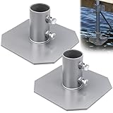 Stationary Dock Bottom Pad, Grey Galvanized Steel Base Plate, 8x8 Inch with 2-1/8 Inch Inner Diameter, Heavy Duty Hardware for Floating Dock Support, 2 Pack