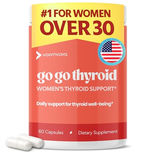 VoomVaya Go Go Thyroid - Thyroid Support for Women 30+ - Female-Focused Hormonal Balance & Thyroid Supplement with Iodine, Selenium & L Tyrosine - 3rd Party Tested - 60 Capsules