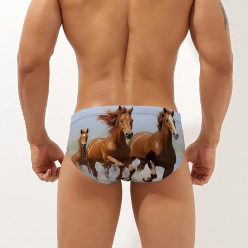 Running Horses Men's Swim Briefs Sexy Bikini Swimsuit Beach Shorts Underwear Low Waist2