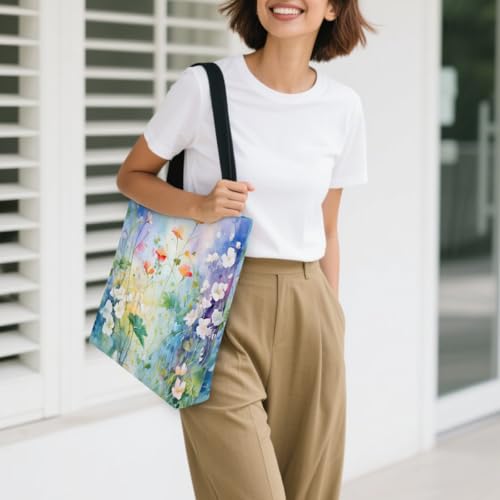 Bolso Tote de Lona con Cierre para Mujer Grande con Bolsillos miniatura 3