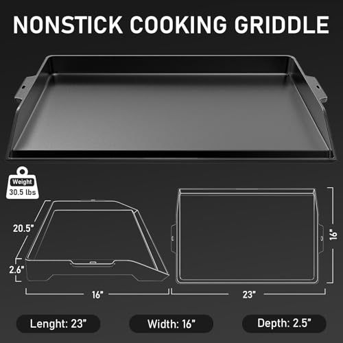 Utheer 23" x 16" Cast Iron Griddle for Gas Grill and Stove Top, Universal Flat Top Griddle with Pre-Seasoned Nonstick Coating, X-Shaped Reinforced Ridges, Perfect for Healthy Cooking, Parties, Camping by Utheer - Image 2