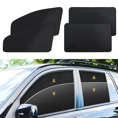 ZATOOTO Car Window Shades, 4 Pack Magnetic Car Curtains for Windows Baby 100% UV Protection Privacy Sun Shade Side Window for Napping Camping