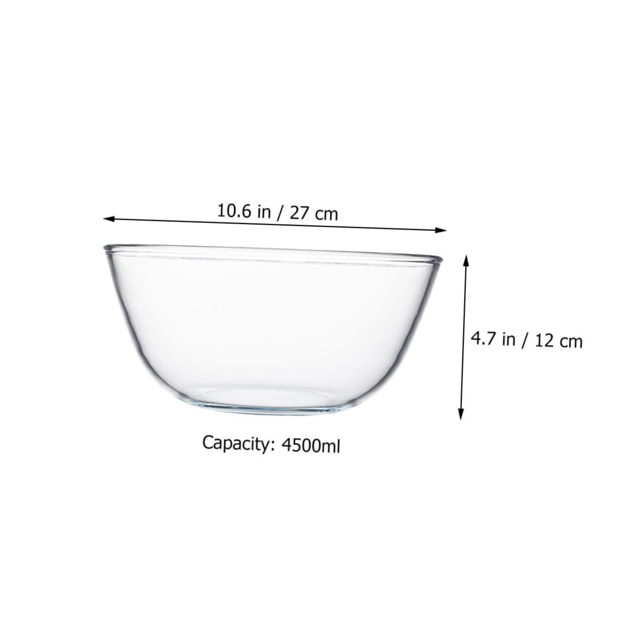 Glasrührschüssel aus Glas Große Glasschüssel 4500ml Vielseitig für Zuhause und Hotel Glatte Oberfläche Praktische Servierschale