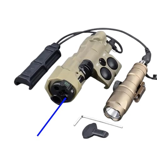 Nylon ML C1+ Box Laser Sight Indicator(with IR+Red/Green/Blue Laser+IR Fill Light+220lm LED Light),& M300A Strong Flashlight & Modular Dual Remote Pressure Switch(SF+2.5 Plug) Combo,Tan