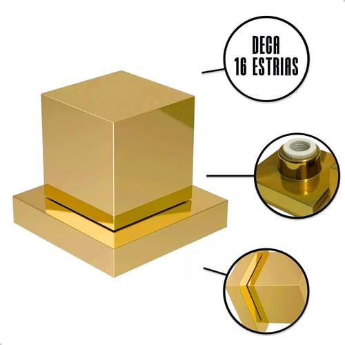 Acabamento De Registro Quadrado Dourado De Metal Padrão Deca