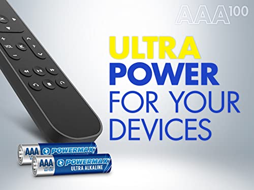 Powermax 100-Count Aaa Batteries, Ultra Long Lasting Alkaline Battery, 10-Year Shelf Life, Reclosable Packaging #TOP4