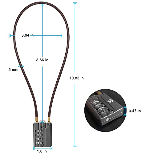 Sisav 50Cm/20In Long Cable Locks Cable 4-Digit Combination Lock Re-Settable Combination Security Cable Lock Luggage Suitcase Gun Helmet Gun Black 2-Pack #TOP2