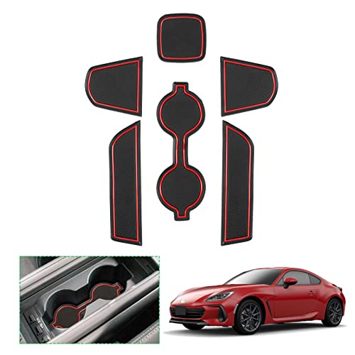 【GAFAT】スバル BRZ ZD8型 2代目 2021年〜現行 新型 専用 ドアポケットマット ラバーマット ゴム 防音 ドリンクホルダー ドレスアップ インテリアラバーマット 汚れ防止 右ハンドル専用 傷防止 滑り止め (レッド)