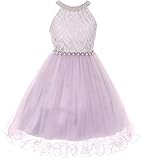 Big Girl Gorgeous Pearl Halter Pageant Gown Party Flower Girl Dress Lilac 10 CC 5052