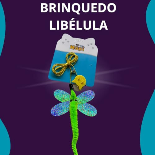 Brinquedo Pelúcia Elástico Gato Libélula e Guizo