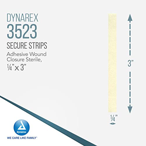 Dynarex Wound Closure Strips - Sterile, Provides Sterile Support To Small Cuts & Skin With Sutures, Stitches, & Staples And Aftercare, White, 1/4” X 3” - 1 Box Of 50 Strips #TOP1