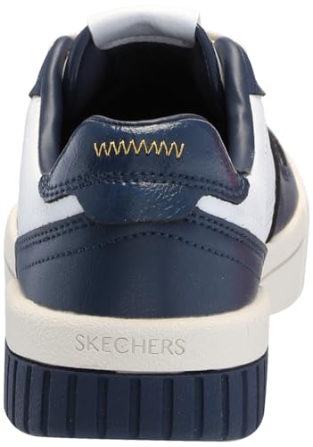 Skechers Women's Jade - Best in Class Leather Lace-Up Sneakers with Memory Foam, White/Navy, 5.5