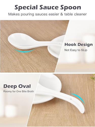 image for LoeJan 17OZ Gravy Boat with Depth Spoon, Ceramic Sauce Serving Dish, E