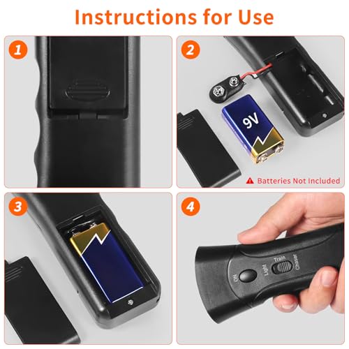 QEWEUUIE Anti Bell Gerät Hunde, 2 Modi Antibell Ultraschall Gerät mit Stroboskop Taschenlampe, 25 Fuß Handheld Hundeabwehr Ultraschall für Kleine,Mittlere Große Hunde für Drinnen Draußen