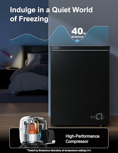 Image of 5.0 Cu.Ft Chest Freezer with 2 Removable Baskets - Energy Efficient and Ultra-Quiet Deep Freezer w /6 Temp - Manual Defrost, Free Standing Top Open Door for Home Garage Basement - Black