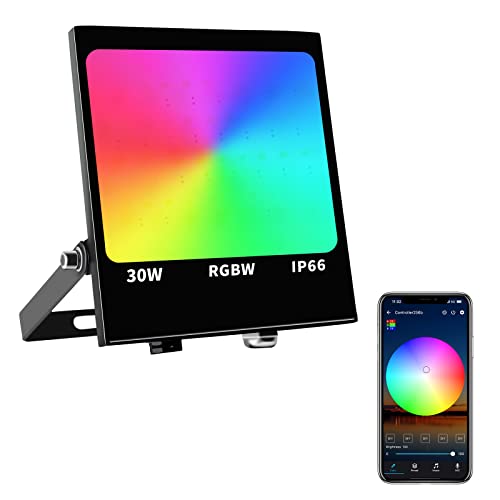 Rgb Led Flood Light 300W Equivalent Ip66 Waterproof App Control 16 Million Colors & White Light With Timing Outdoor Color Changing Led Stage Light Landscape Lights Smart Outdoor Flood Lights For Yard #TOP15
