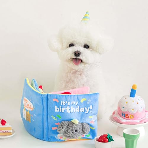 Jazuaiao Leckerli Spender für Hunde, Schnüffelspielzeug, gefüllt, Geburtstag, Zahnen von Welpen, weich, niedlich, Plüsch, Geburtstag für kleine und mittelgroße Hunde, Spielzeug zur Leckerli-2