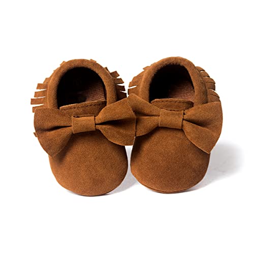 CENCIRILY Infant Baby Fringe Moccasin Slipper Boys Girls Tassel Suede Leather Toddler Sneakers Soft Sole First Walking Loafers Crib Shoes