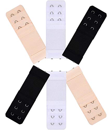Onwon 6 Stück Elastische BH-Verlängerung 2 Haken 3-reihig elastisch weiche Baumwolle BH Verlängerung Gurt für Damen Cover