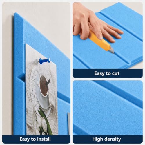 Image of Quiet Canvas Parallel Pinboard, 1x1 ft, Pack of 6, 50 PushPins, (Blue)