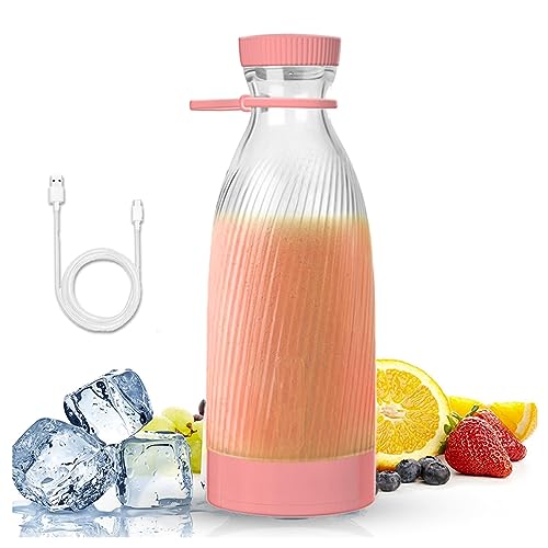 Fresh Juice Batidora Portatil, 500 Ml, DiseñO De 6 Cuchillas Vaso Batidor, Carga Usb PortáTil InaláMbrica Batidora Licuadora, Para El Hogar, Deportes Al Aire Libre, VehíCulo,Pink