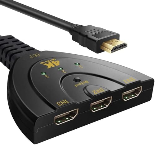 Commutateur HDMI 4K 3 En 1 ZISONIX - Switch Pour TV, PS5, Xbox, Fire Stick - Câble Inclus
