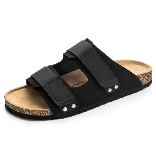 KWUKOTY Women's Cork Footbed Slide Sandals | Comfortable Sli