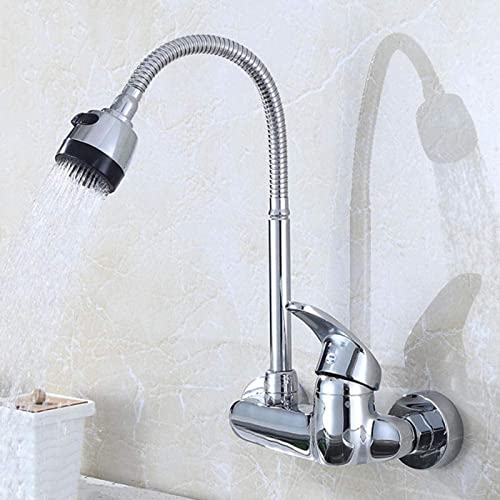 Mitigeur de cuisine mural universel robinet évier chrome multifonction