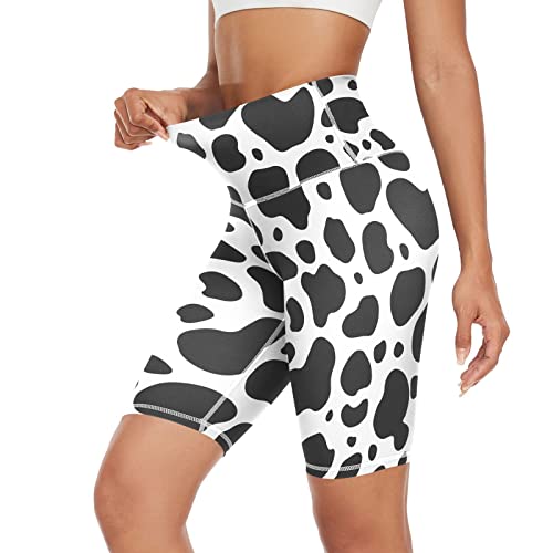 JHKKU Shorts de ioga de cintura alta para mulheres, leggings atléticas com bolsos ocultos, Estampa d