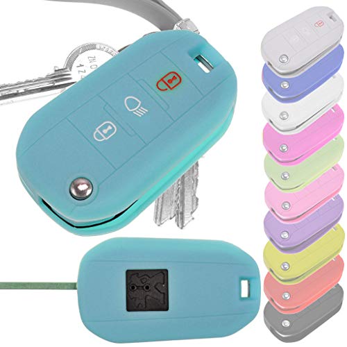 Key Soft Case Custodia protettiva silicone Fluorescente blu per Peugeot 208 508 Traveller Spacetourer 308 301 2008