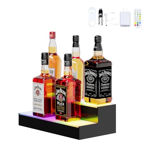 Dethan 2 Tier 15 Inch Liquor Bottle Display Shelf - Wine Racks with Multi-Color, Acrylic Bar Shelves for Commercial Clubs
