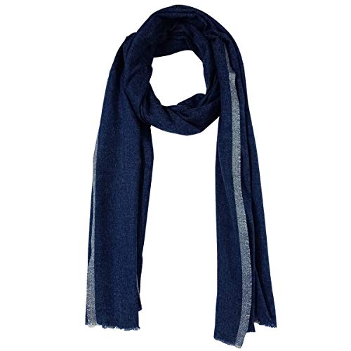 Écharpe Lurax pashmina haut de gamme Nepani bleu uni grand confort taille L