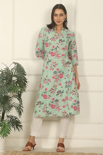 Image of W for Woman Swiss Dot Textured Cotton Straight Kurta