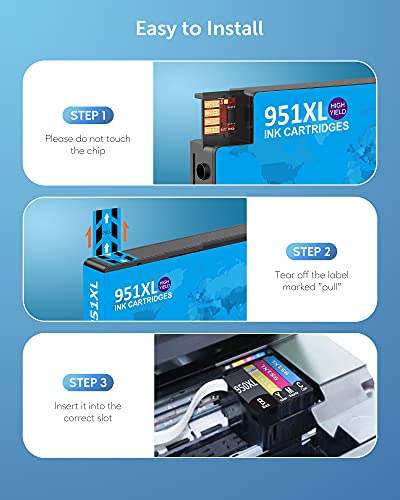 Compatible Ink Cartridge Replacement for HP 950XL 951XL 950 951 Ink Cartridge Works with HP OfficeJet Pro 8600 8610 8620 8100 8630 8660 8640 8615 8625 276DW 251DW 271DW - Thumbnail 3